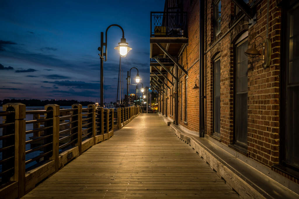 Riverwalk at Night in Wilmington